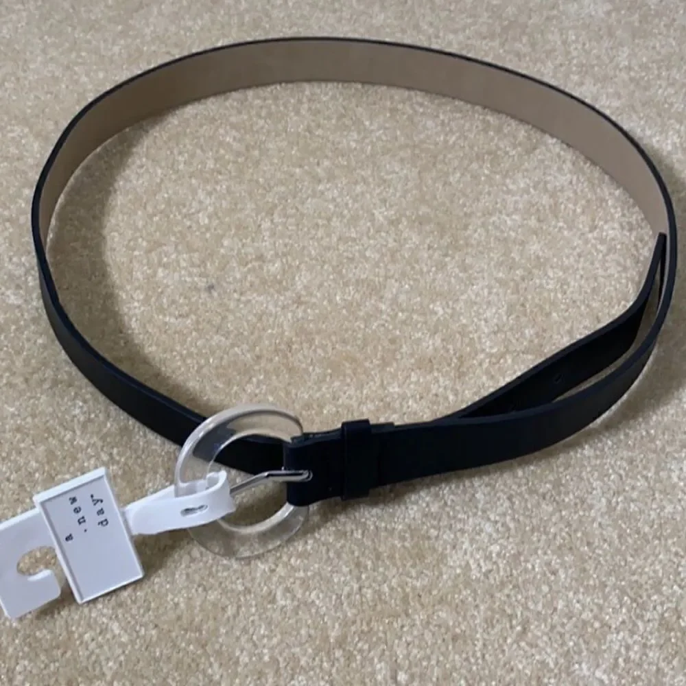 Women’s Black Belt with Clear Buckle M -NWT
